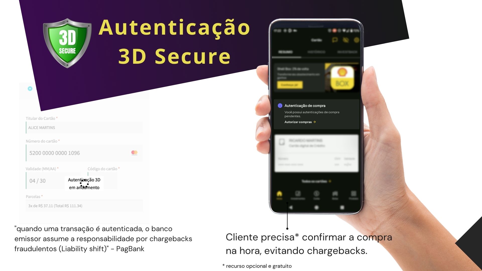 Aprove mais e se proteja de chargebacks com 3D Secure